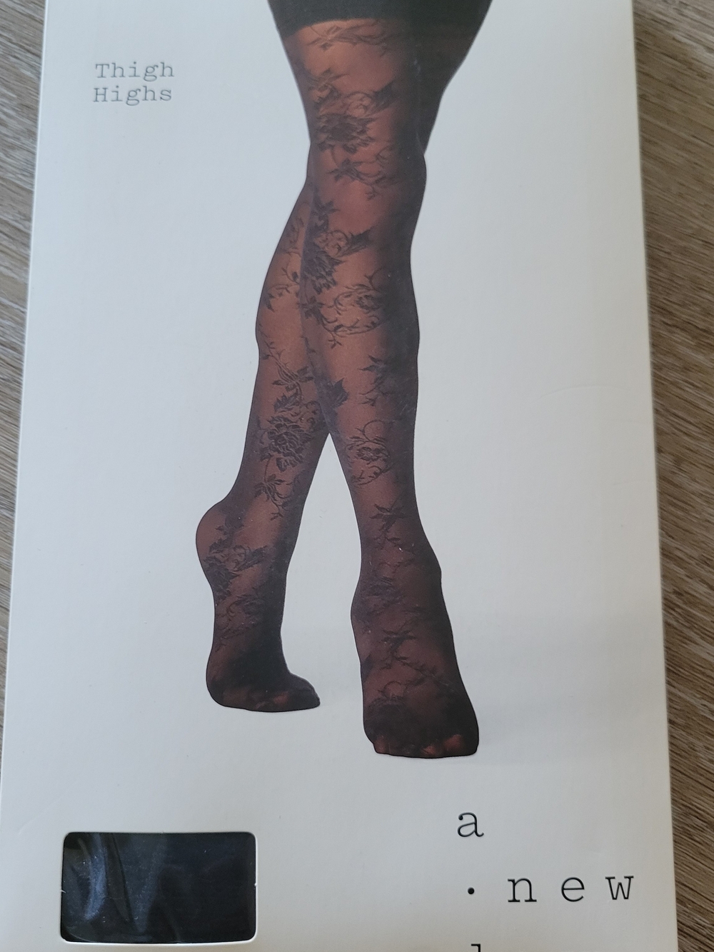a new day Black Floral Pattern Thigh-High Hosiery